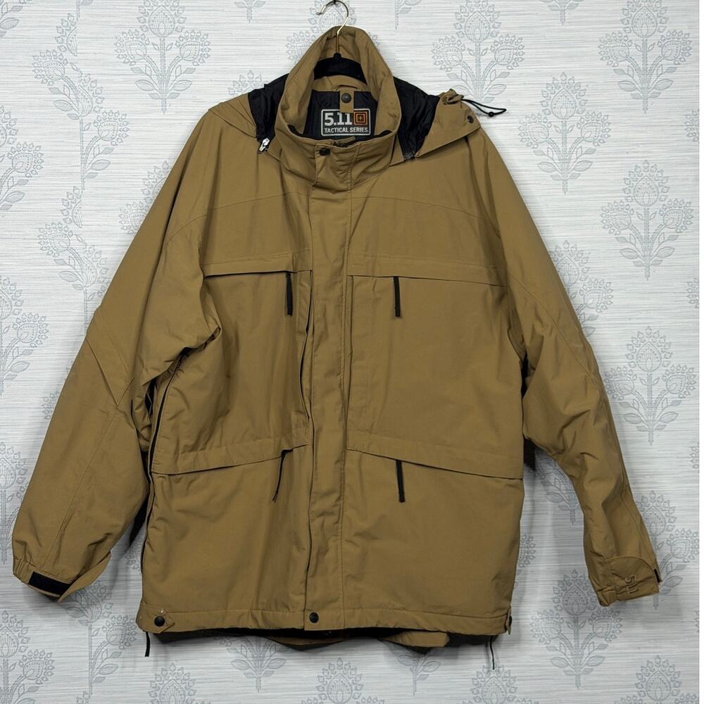 5.11 Men’s Tactical Series Jacket Tan Coat XL Waterproof Outdoor Parka 511